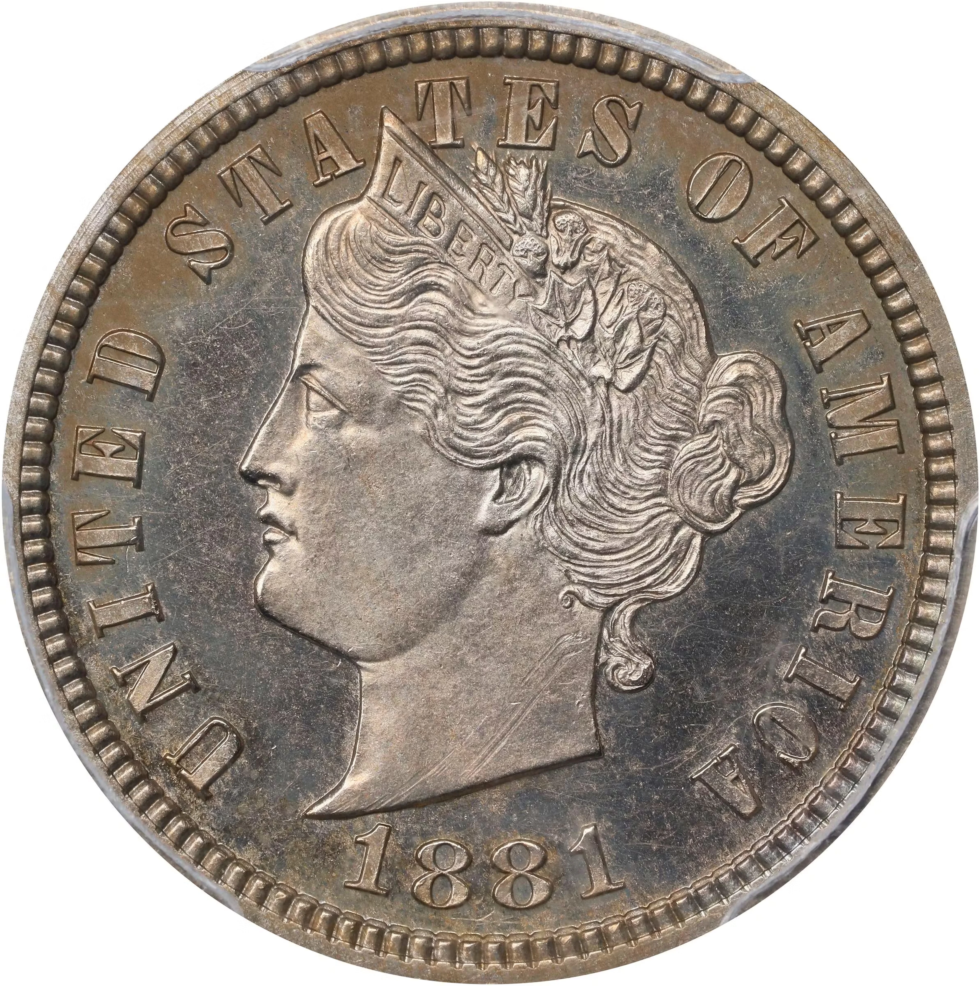 1881 Pattern Liberty Head Five Cents. Judd-1671, Pollock-1872. Rarity-6+.