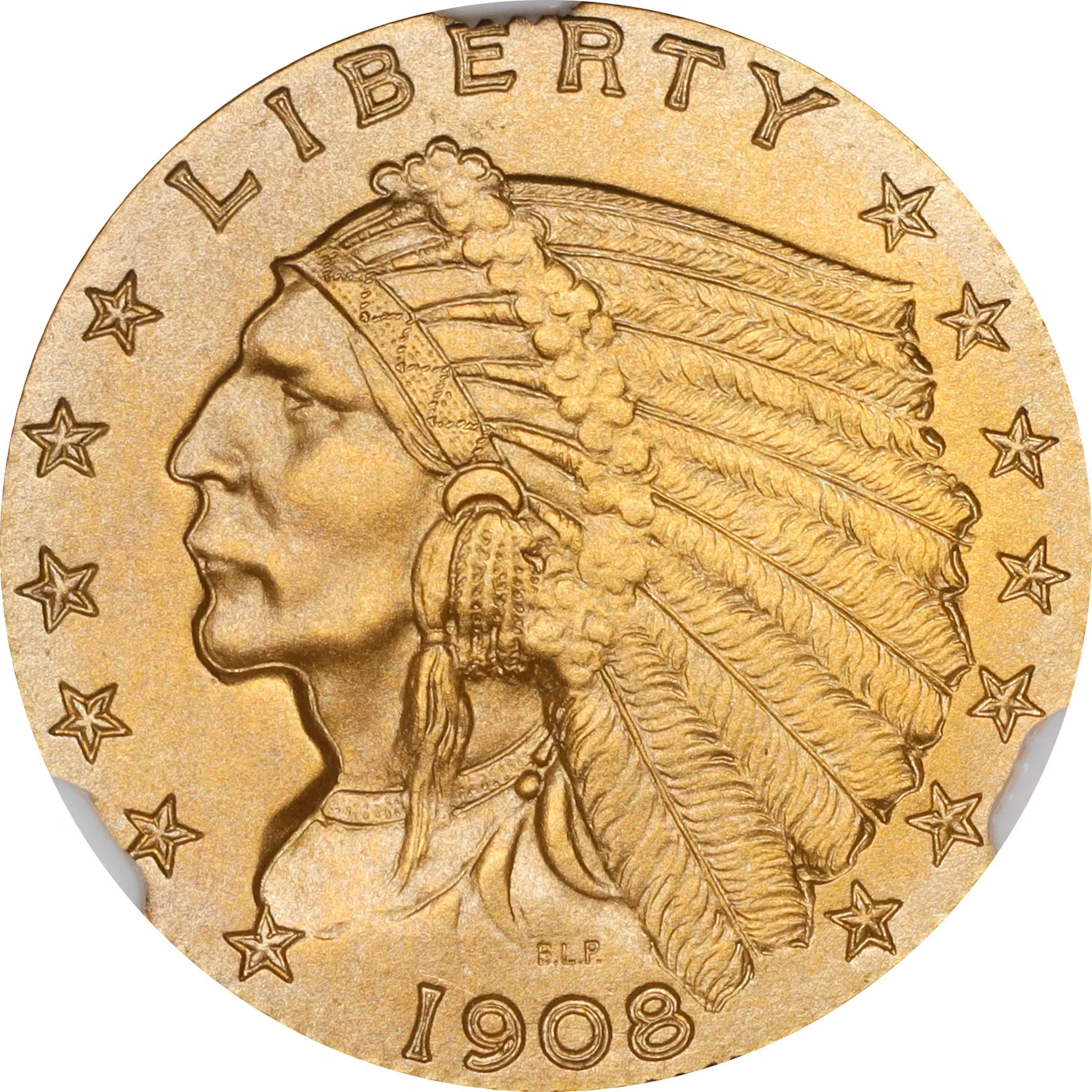 1908 Indian Quarter Eagle. JD-1. Rarity-4. Proof-67 (NGC).