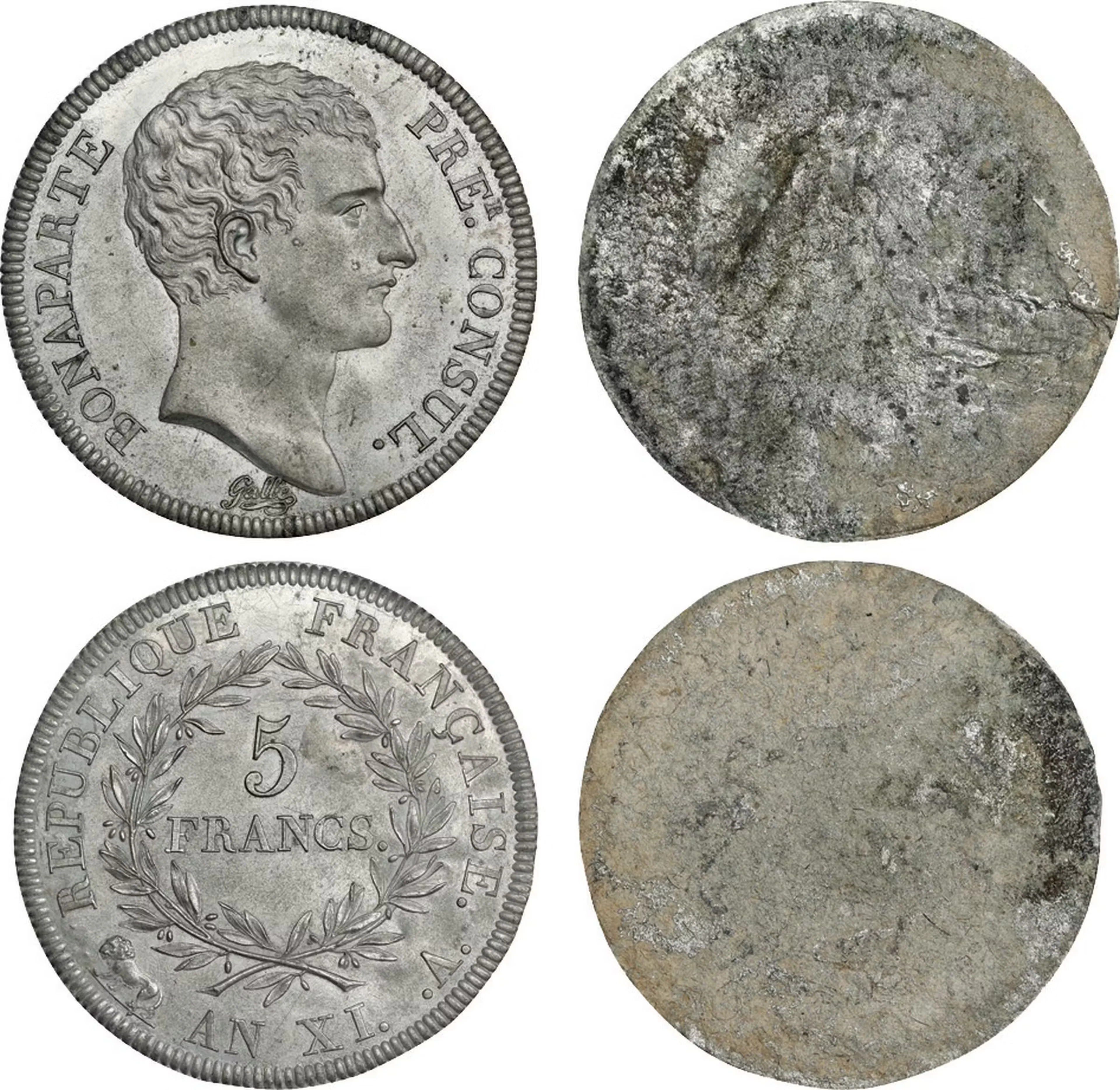 FRANCE. Consulate. Duo of White Metal Mated Pair Clichés or Trials