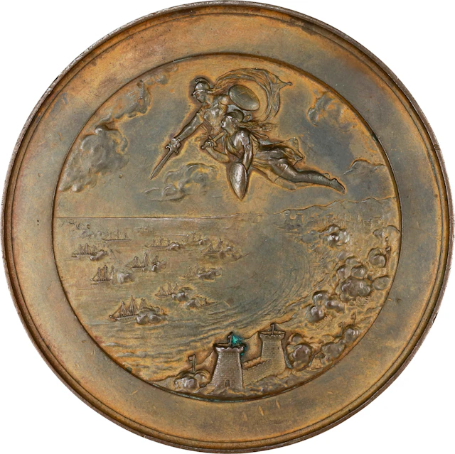 PERU. Bronze Callao Defense Alliance Medal, 1866. ABOUT UNCIRCULATED.