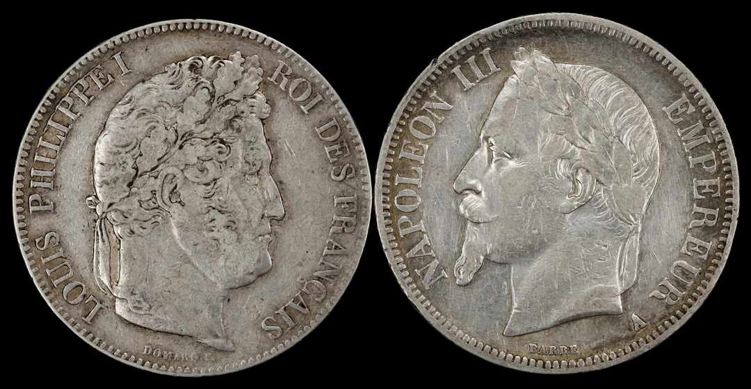 FRANCE. Duo of 5 Francs (2 Pieces), 1833 & 1867. Paris Mint. Average