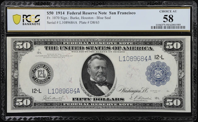 Fr. 1070. 1914 $50 Federal Reserve Note. San Francisco. PCGS Banknote