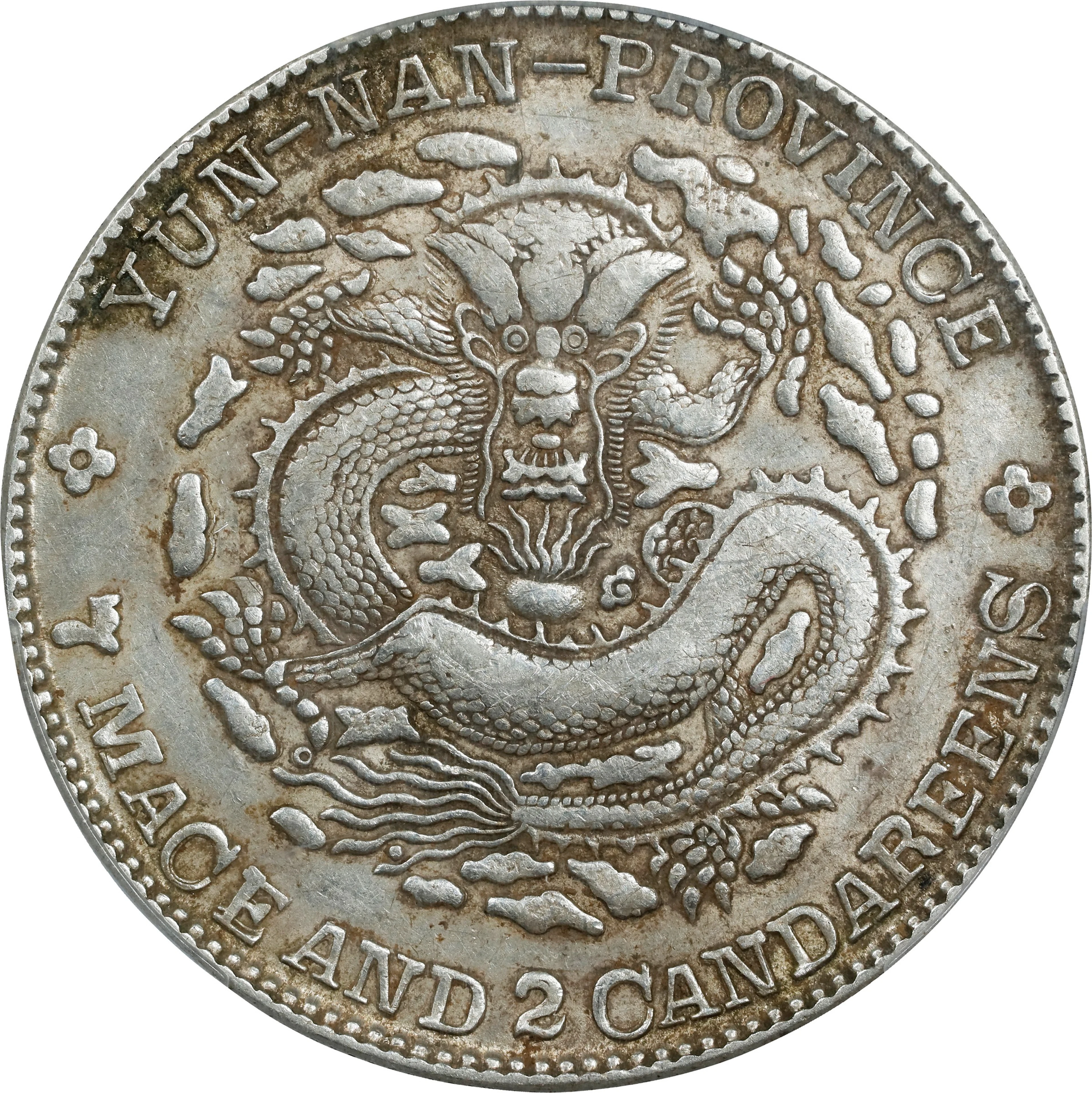 (t) CHINA. Yunnan. 7 Mace 2 Candareens (Dollar), ND (1908). Kunming