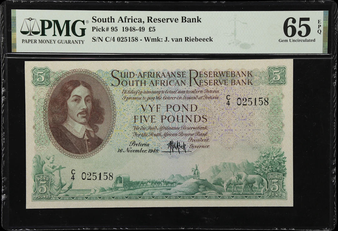 (◊) SOUTH AFRICA. South African Reserve Bank. 5 Pounds, 16.11.1948.