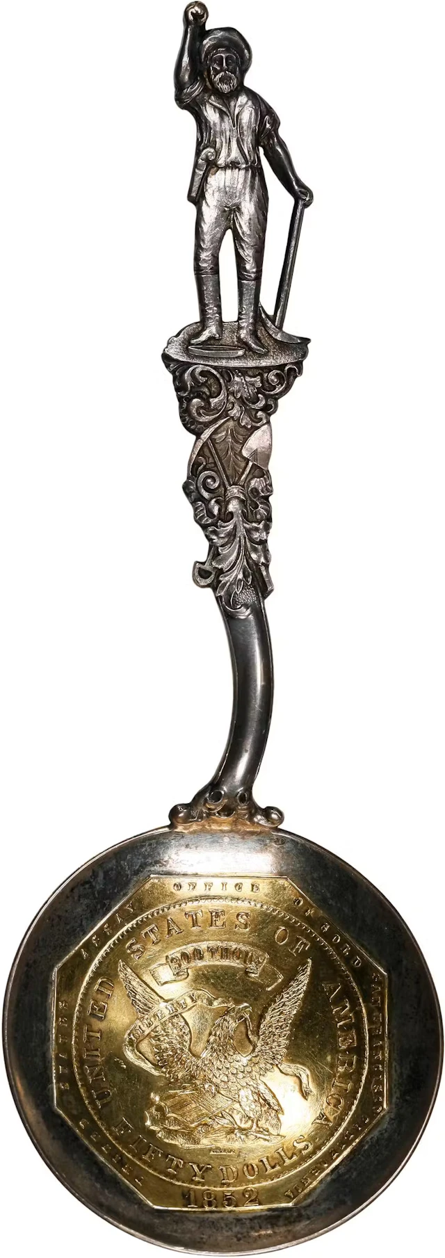 "1852" The Happy Miner Souvenir Spoon Made with a Replica Octagonal