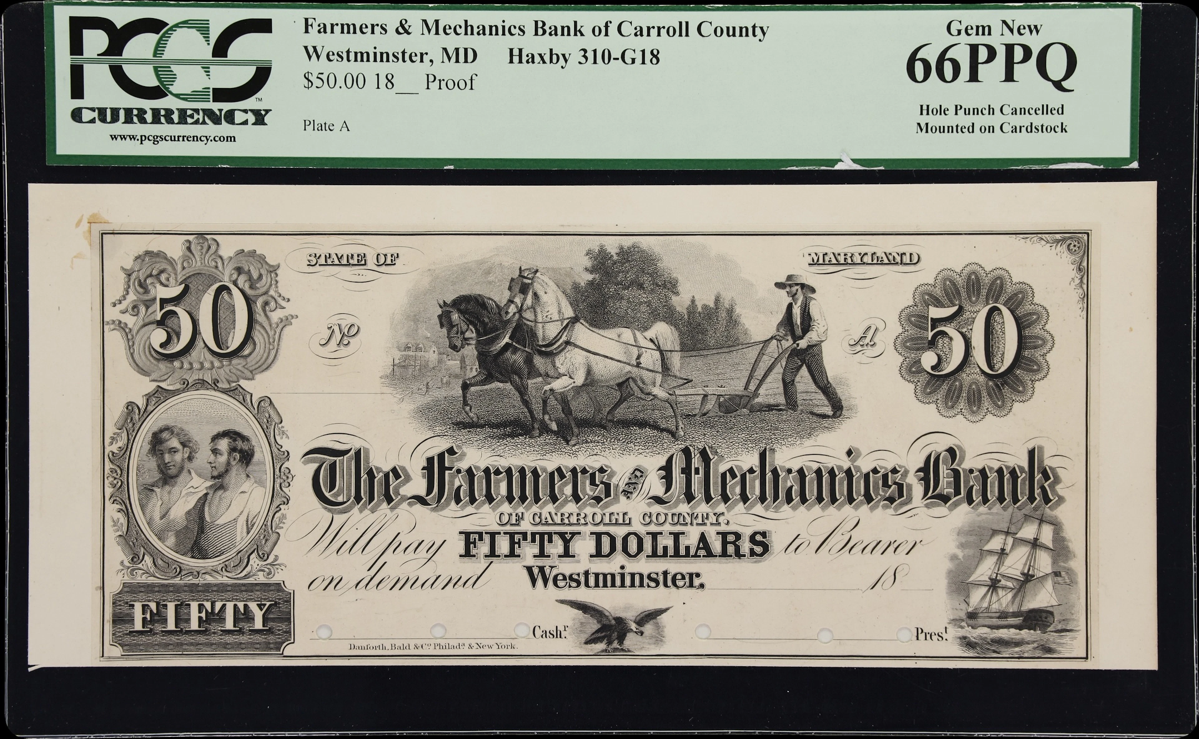 Westminster, Maryland. Farmers & Mechanics Bank of Carroll County.