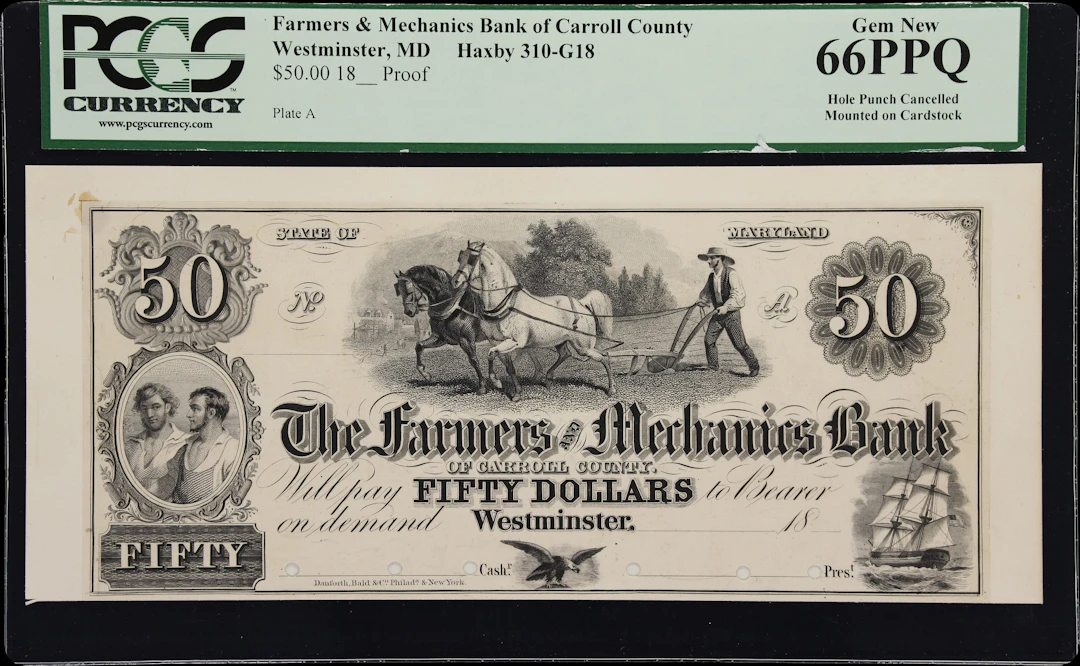 Westminster, Maryland. Farmers & Mechanics Bank of Carroll County.