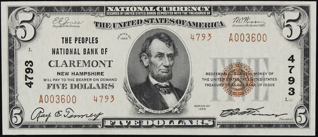 Claremont, New Hampshire. $5 1929 Ty. 2. Fr. 1800-2. The Peoples NB.