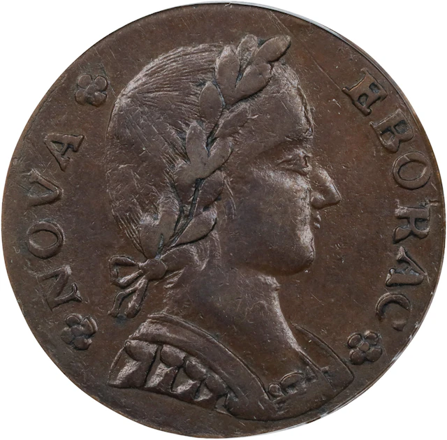 1787 Nova Eborac Copper. W-5755. Rarity-3. Medium Bust, Seated Figure