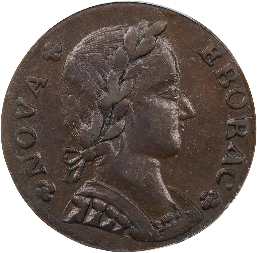 1787 Nova Eborac Copper. W-5755. Rarity-3. Medium Bust, Seated Figure