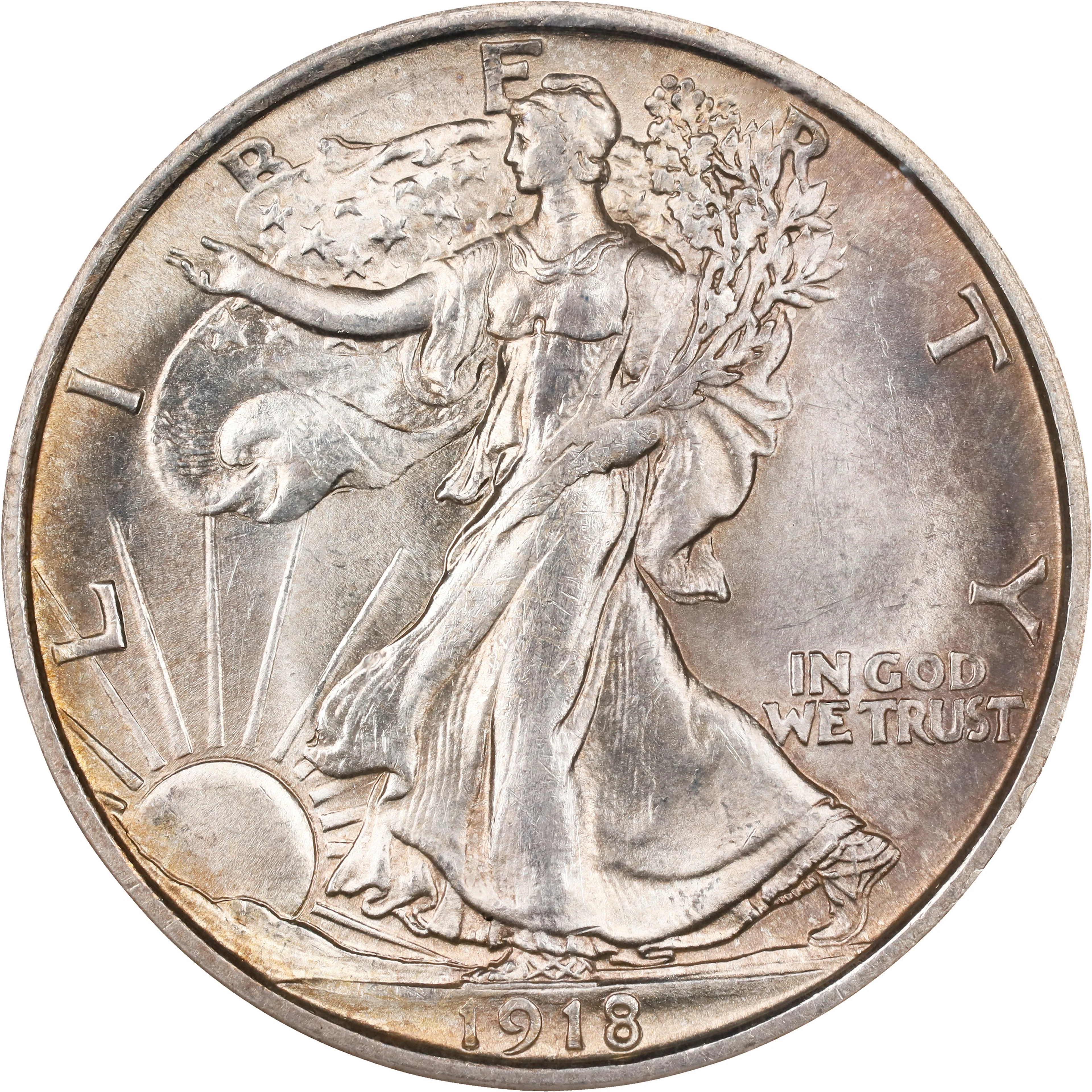 1918-D Walking Liberty Half Dollar. MS-64 (NGC).