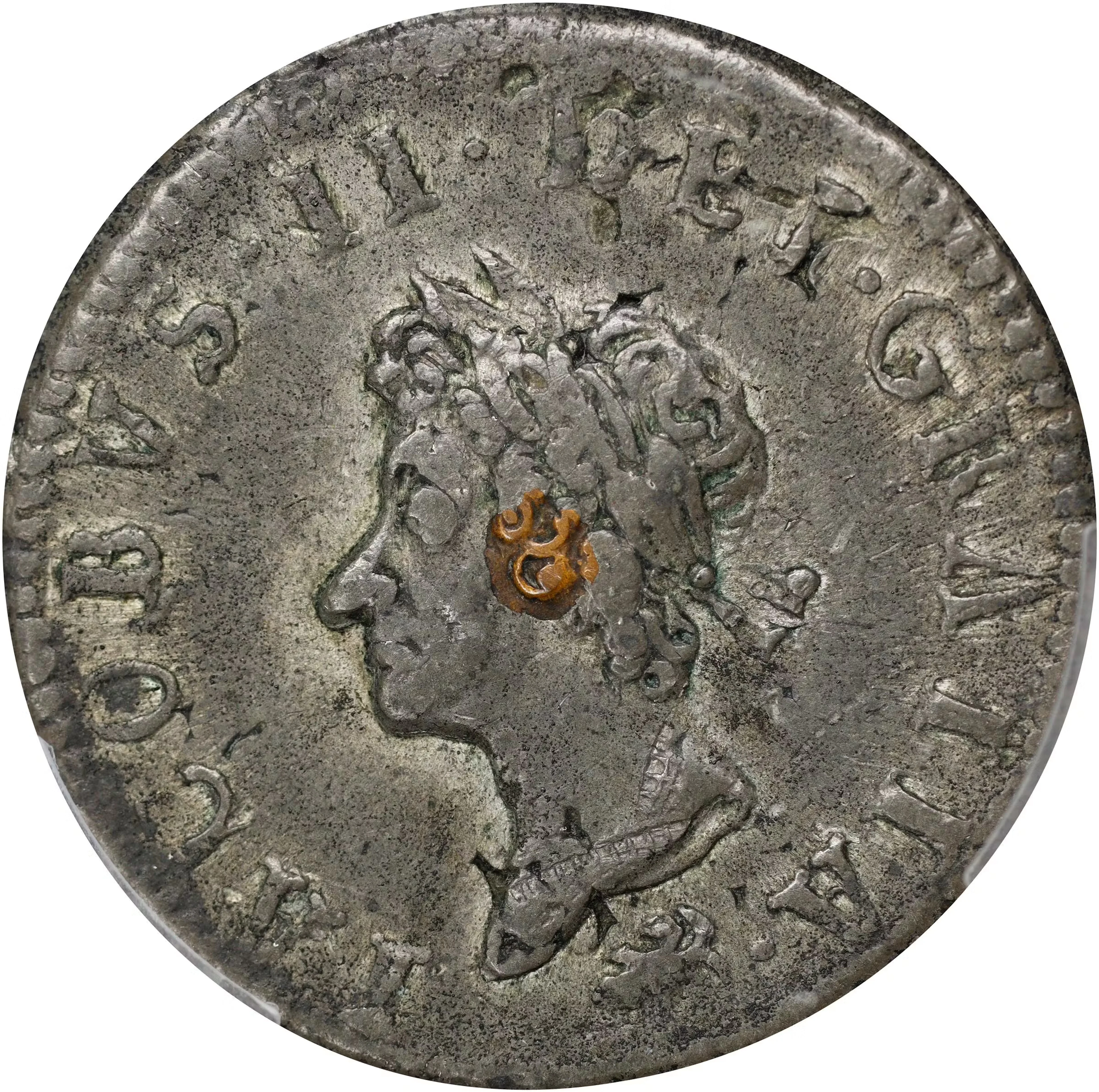 IRELAND. Emergency "Pewter Money". Gun Money 1/2 Penny, 1690. James