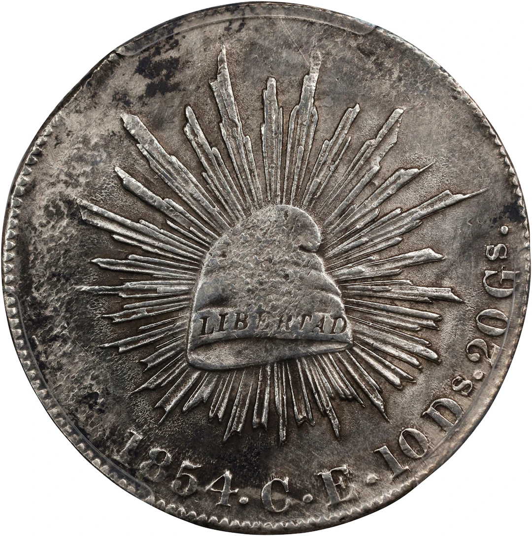 MEXICO. 8 Reales, 1854-C CE. Culiacan Mint. PCGS Genuine--Chopmark, VF Details.