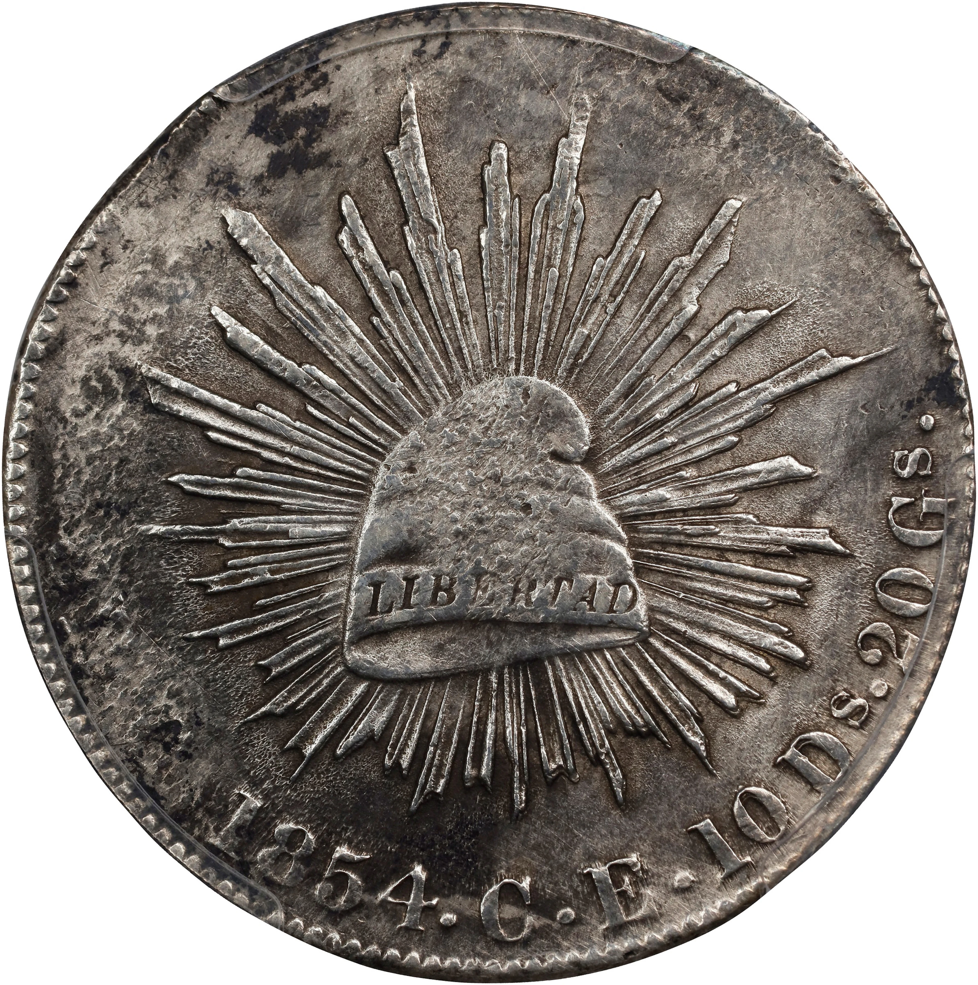MEXICO. 8 Reales, 1854-C CE. Culiacan Mint. PCGS Genuine--Chopmark, VF Details.