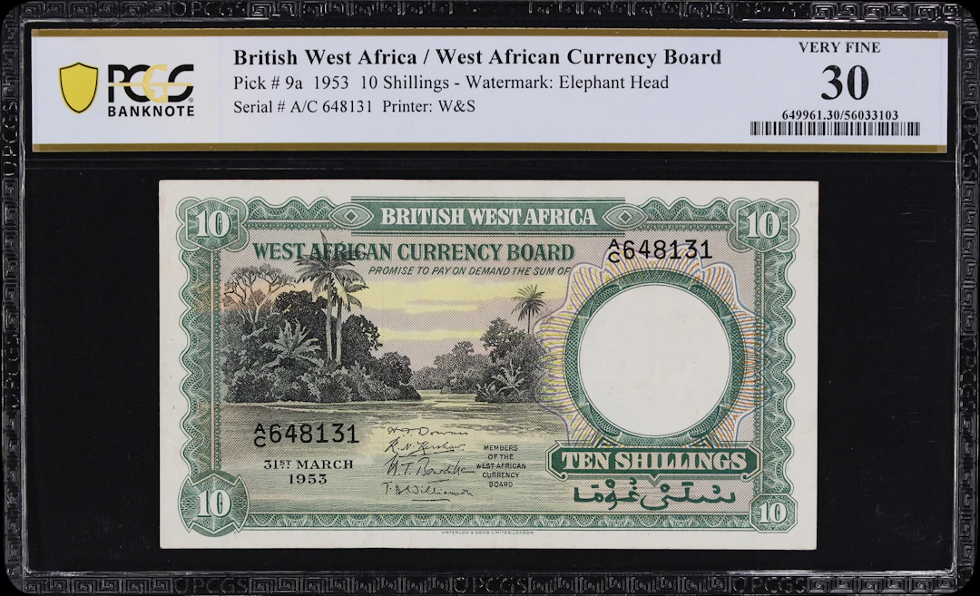 BRITISH WEST AFRICA. West African Currency Board. 10 Shillings, 31.3.1953.
