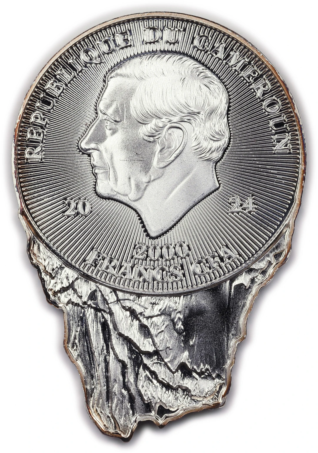 (1 oz, 31.104 g ASW). Cameroon. 2024 Iceberg 1 oz Silver 2,000 Francs.