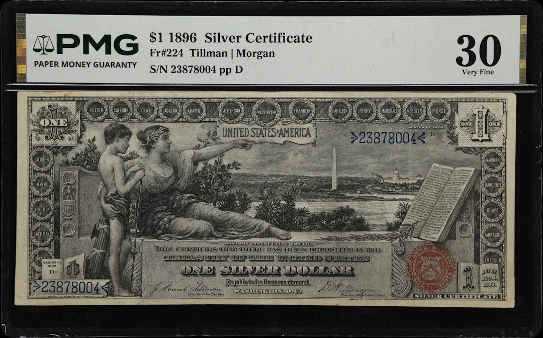 Fr. 224. 1896 $1 Silver Certificate. PMG Very Fine 30.
