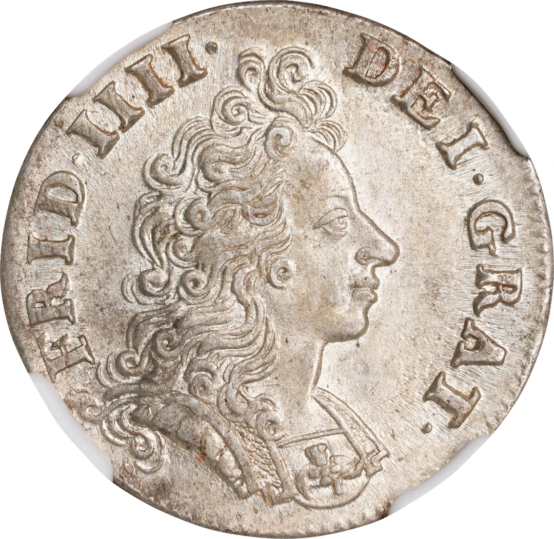 (◊) DENMARK. 8 Skilling, 1701. Copenhagen Mint. Frederik IV. NGC MS-64.