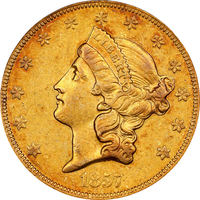 1857-O Liberty Head Double Eagle. Winter-1. EF-45 (PCGS). CAC. CMQ. OGH.