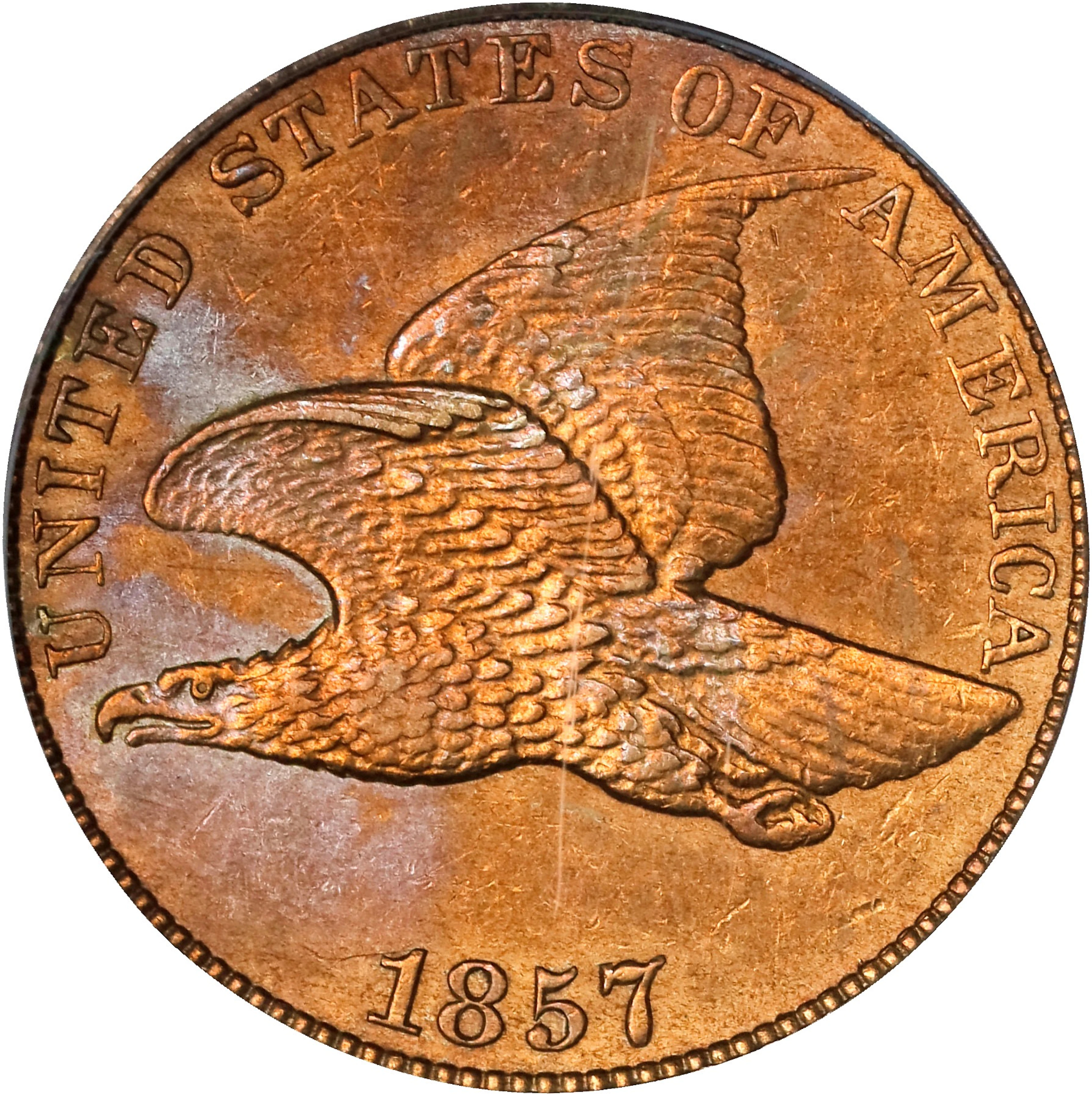1857 Flying Eagle Cent. AU-53 (PCGS). Eagle Eye Photo Seal. OGH Generation 3.1.