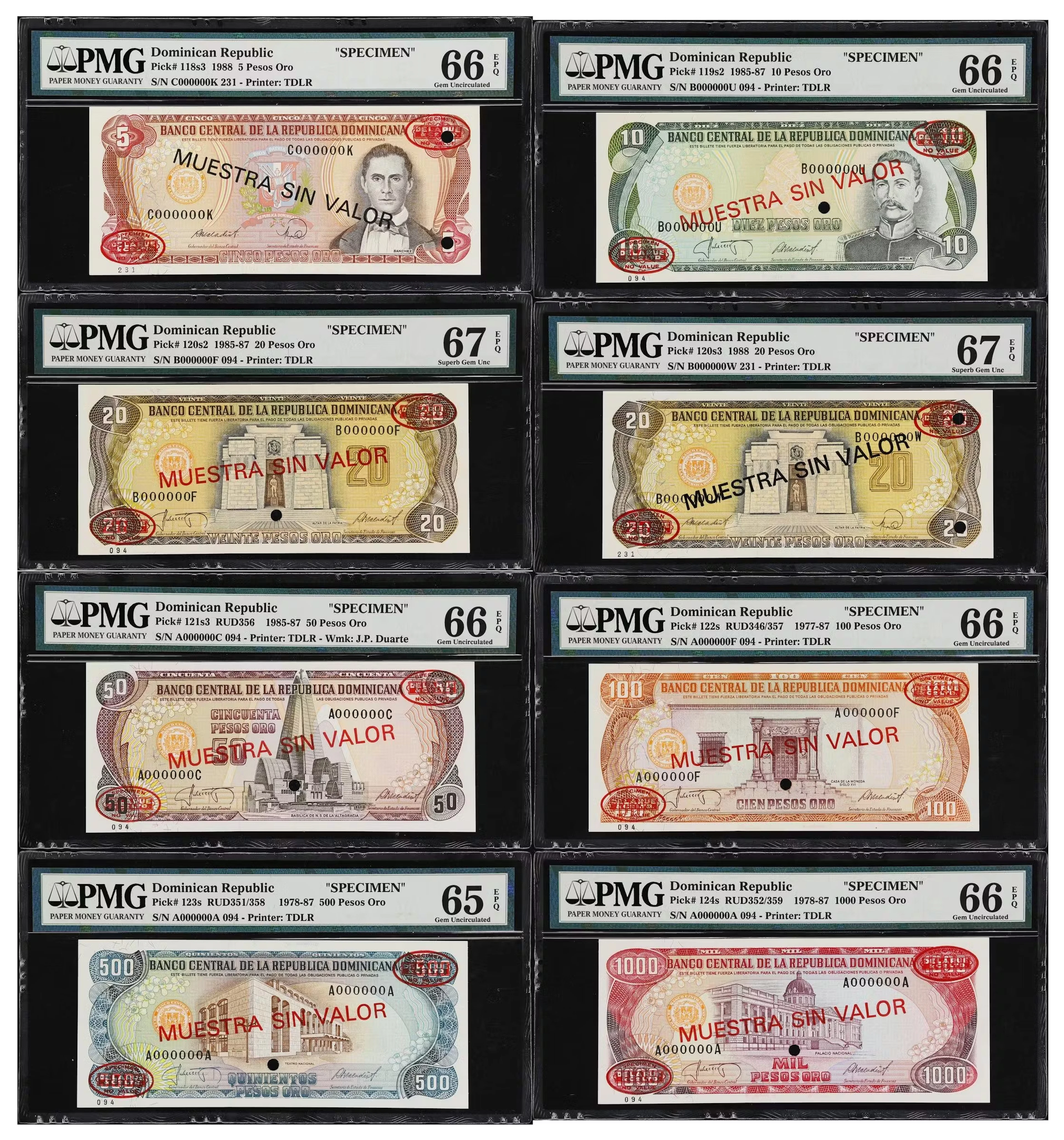 DOMINICAN REPUBLIC. Lot of (8). Banco Central de la Republica Dominicana.