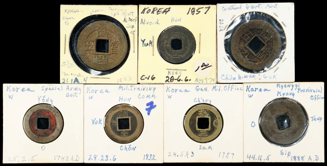 KOREA. Septet of Copper Denominations (7 Pieces), ND (ca. mid 18th