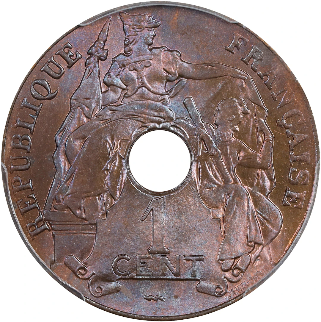 FRENCH INDO-CHINA. Centime, 1922. Poissy Mint. PCGS MS-65 Brown.