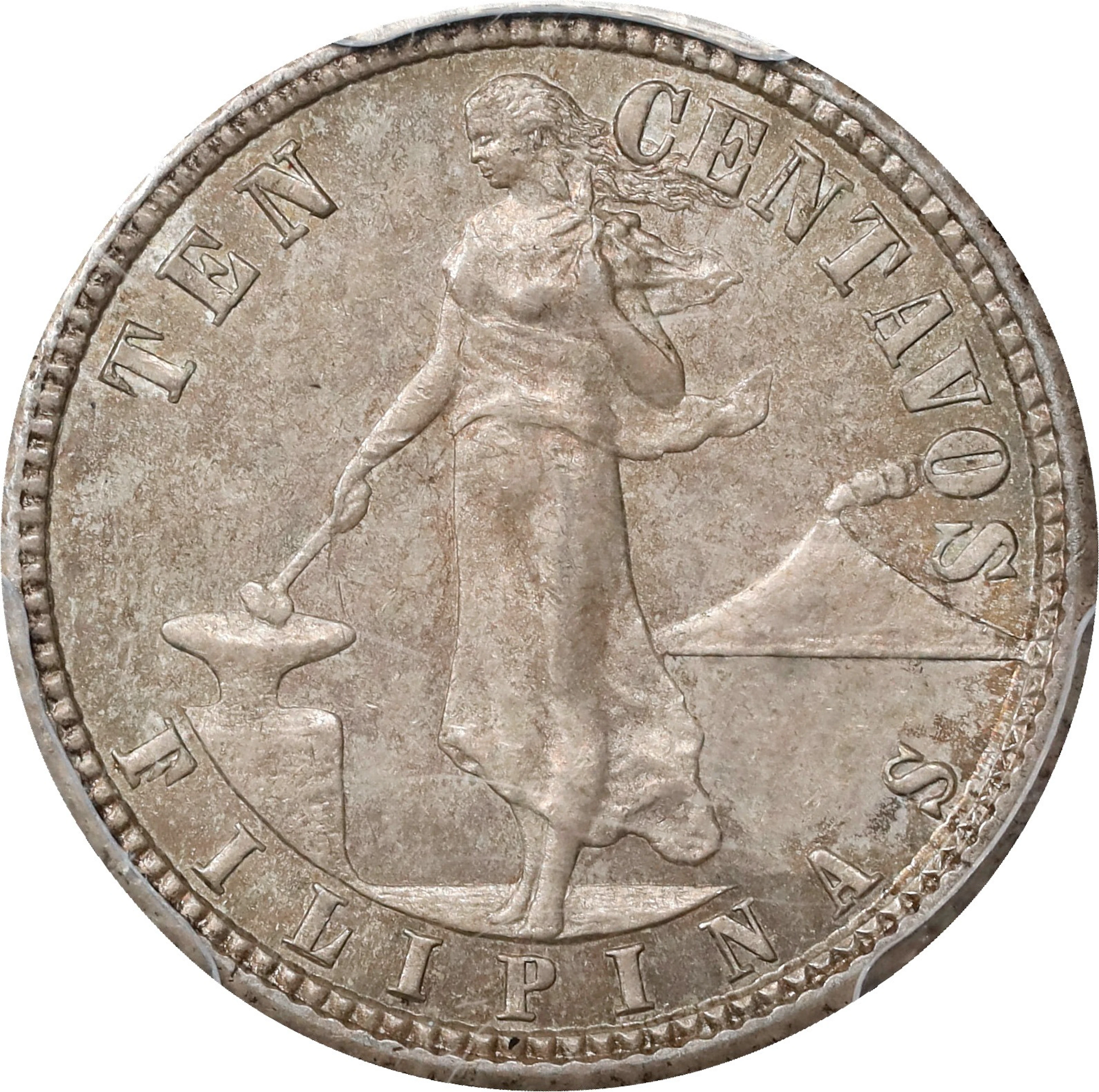 PHILIPPINES. 10 Centavos, 1907-S. San Francisco Mint. PCGS AU-58.