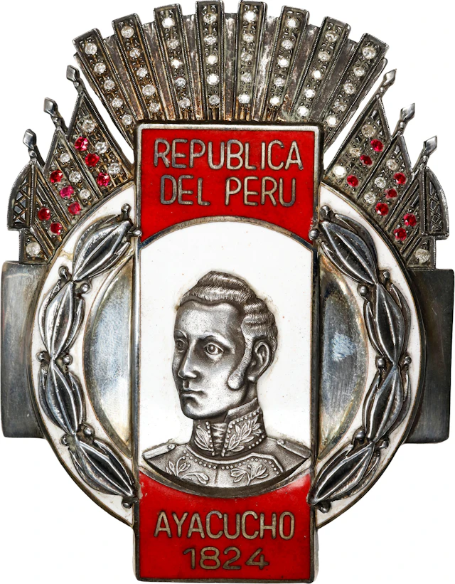 PERU. Order of Ayacucho Grand Cross Breast Star with Gemstones, ND
