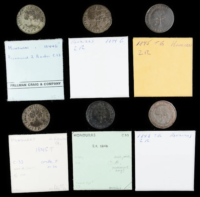 HONDURAS. Provisional Government. Sextet of 2 Reales (6 Pieces), 1844-48.
