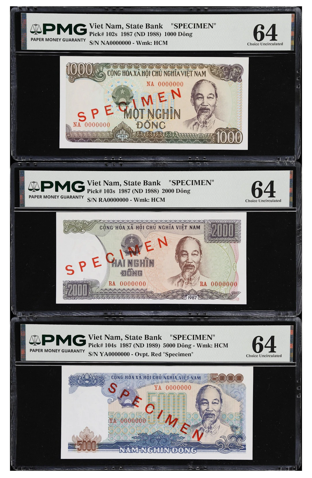 VIETNAM. Lot of (3). State Bank of Vietnam. 1000, 2000, & 5000 Dong