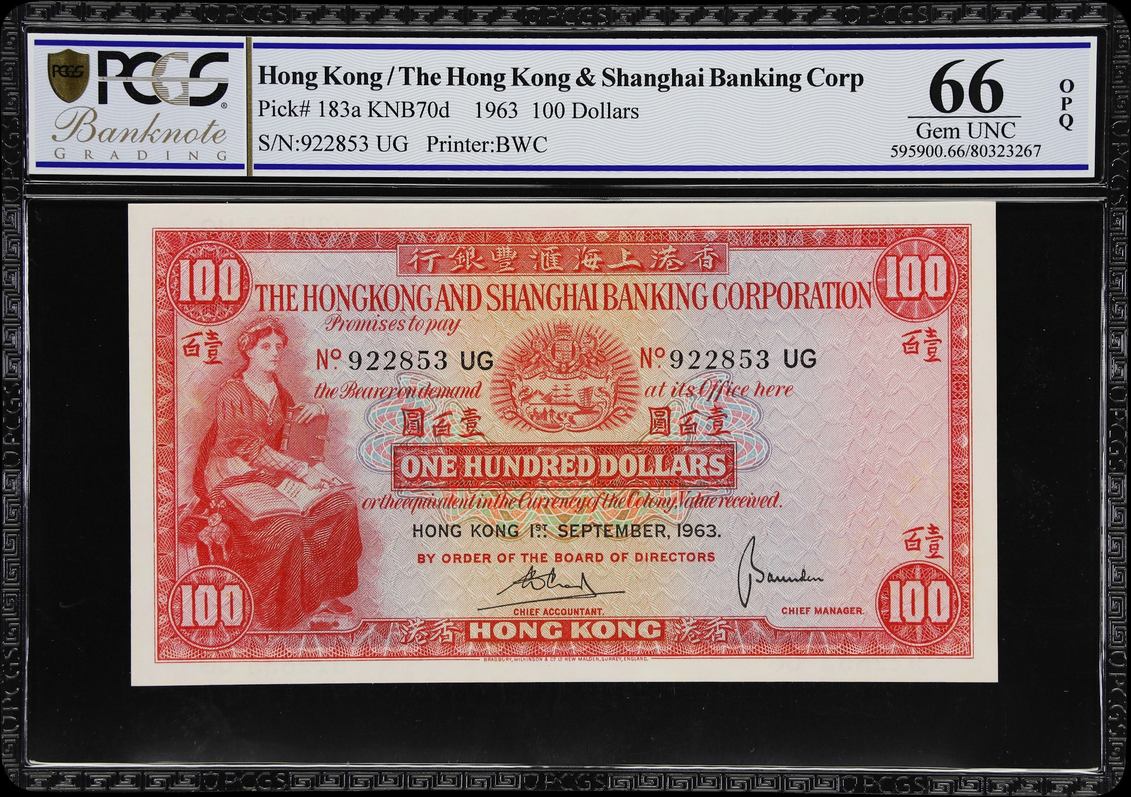 HONG KONG (SAR). Hong Kong & Shanghai Banking Corporation. 100 Dollars
