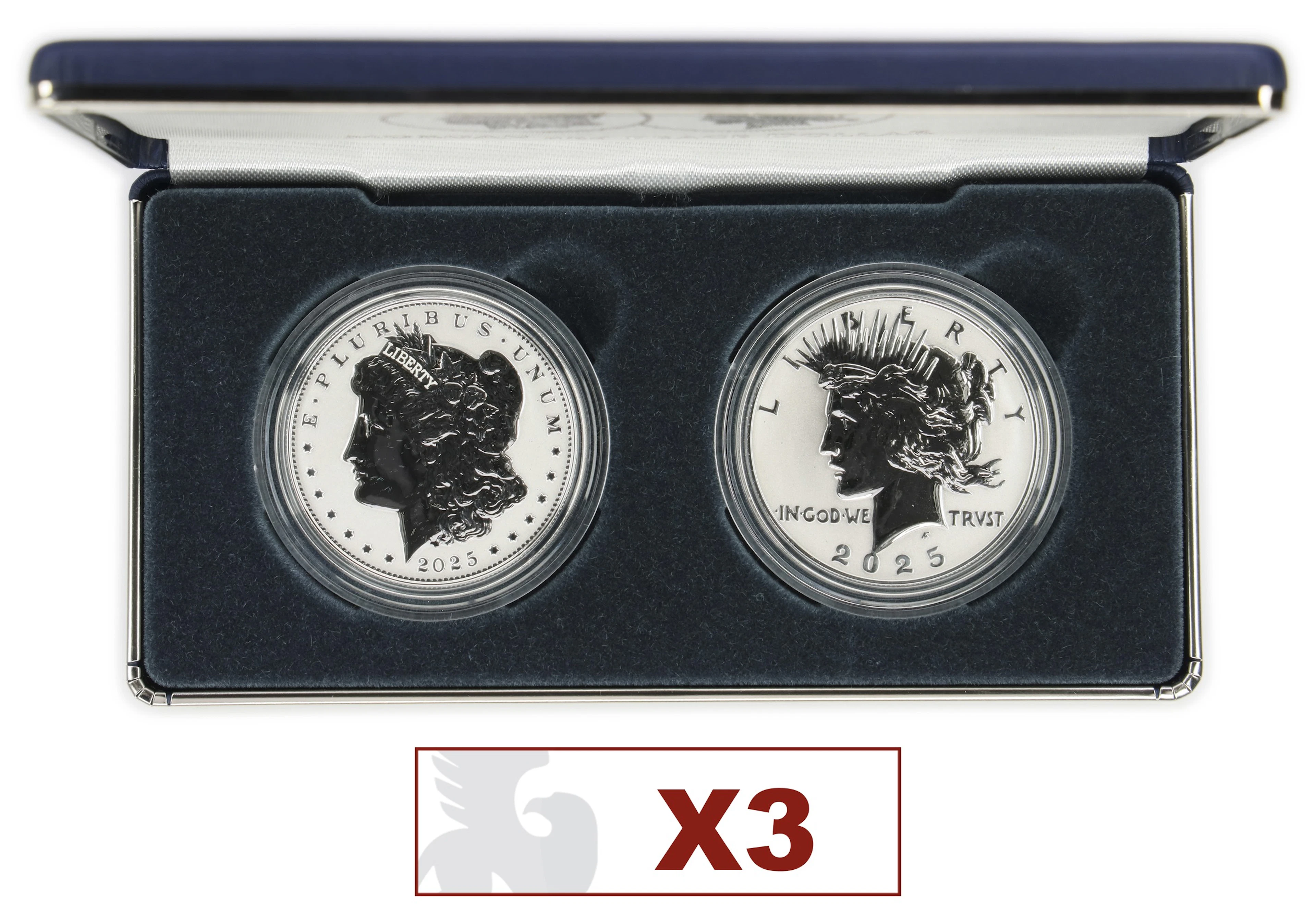 (5.154 oz, 160.31 g ASW). Lot of (3) Mixed Date Morgan and Peace Silver