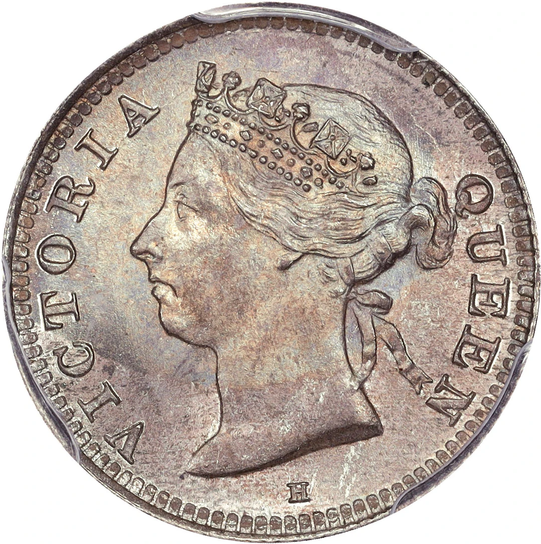 (t) HONG KONG (SAR). 5 Cents, 1890-H. Birmingham (Heaton) Mint. Victoria.