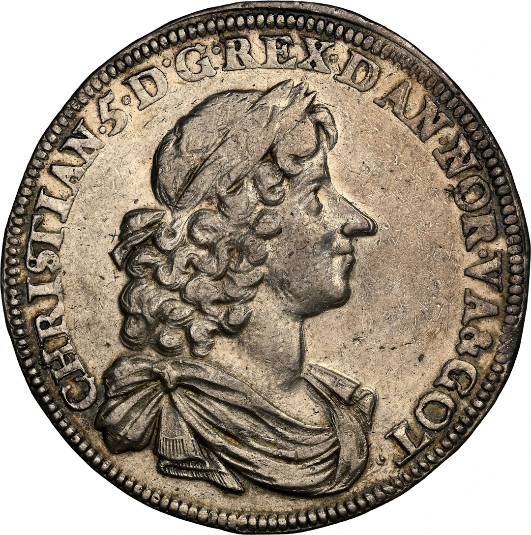 NORWAY. 2 Speciedaler, 1679. Christiania Mint. Christian V. NGC AU-55.