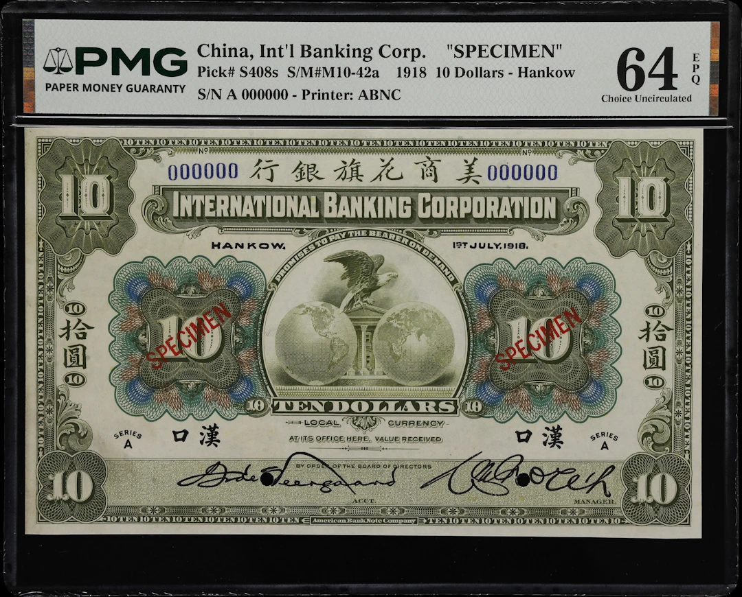 (t) CHINA--FOREIGN BANKS. International Banking Corporation. 10 Dollars