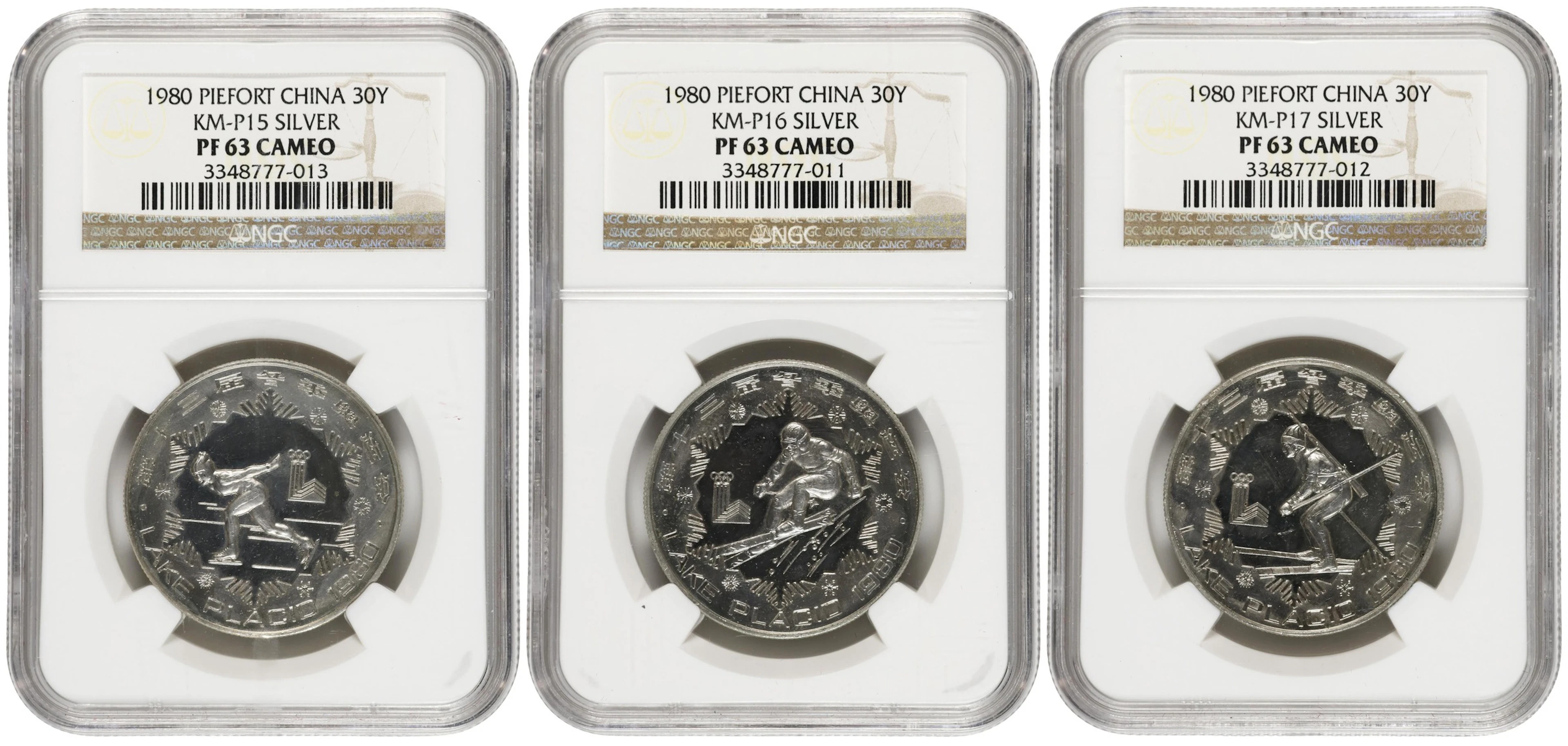 (t) CHINA. Trio of Silver 30 Yuan Pieforts (3 Pieces), 1980. Olympic