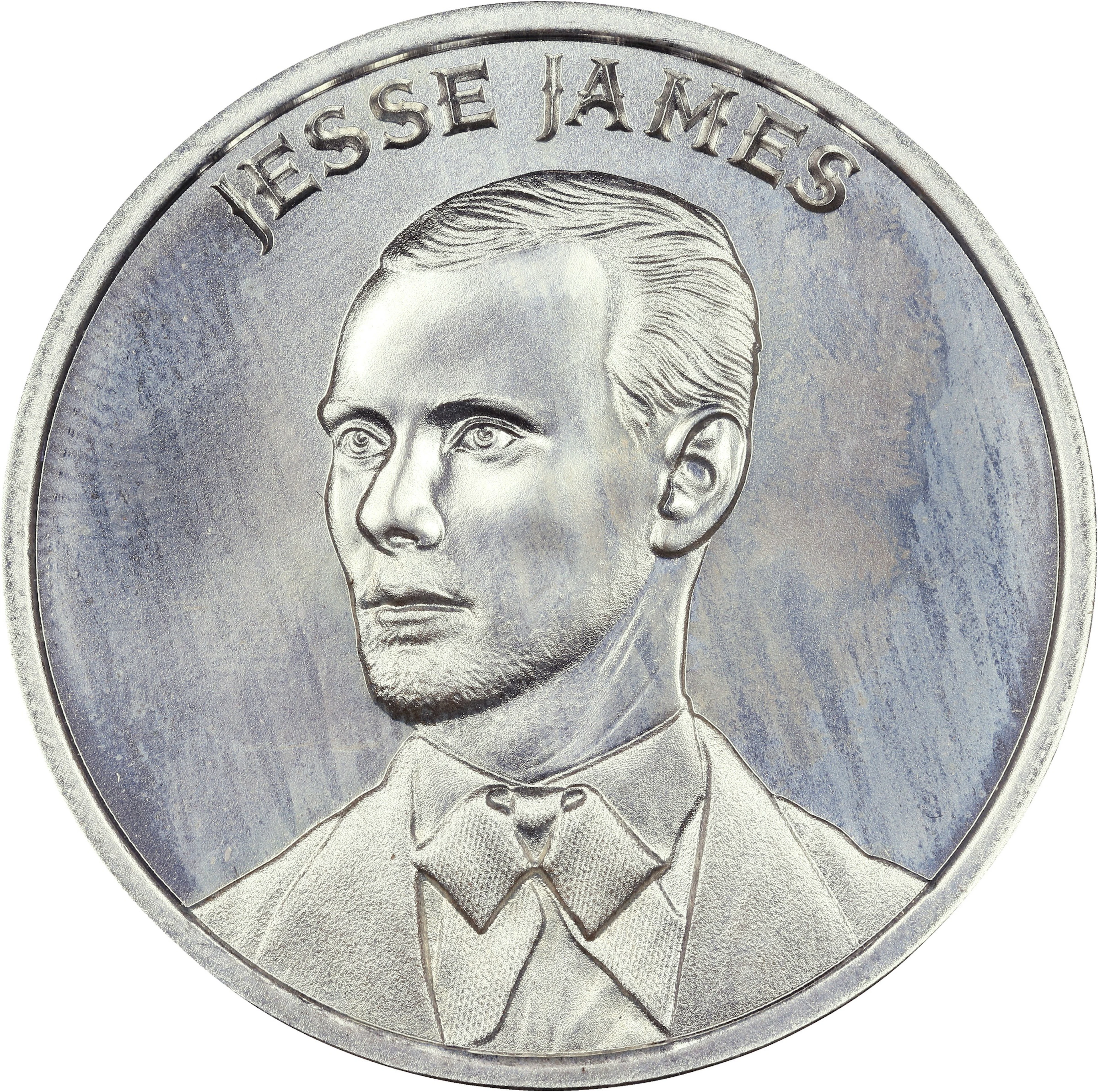 (1 oz, 31.104 g ASW). Wild West Legends Jesse James 1 oz Silver Round.