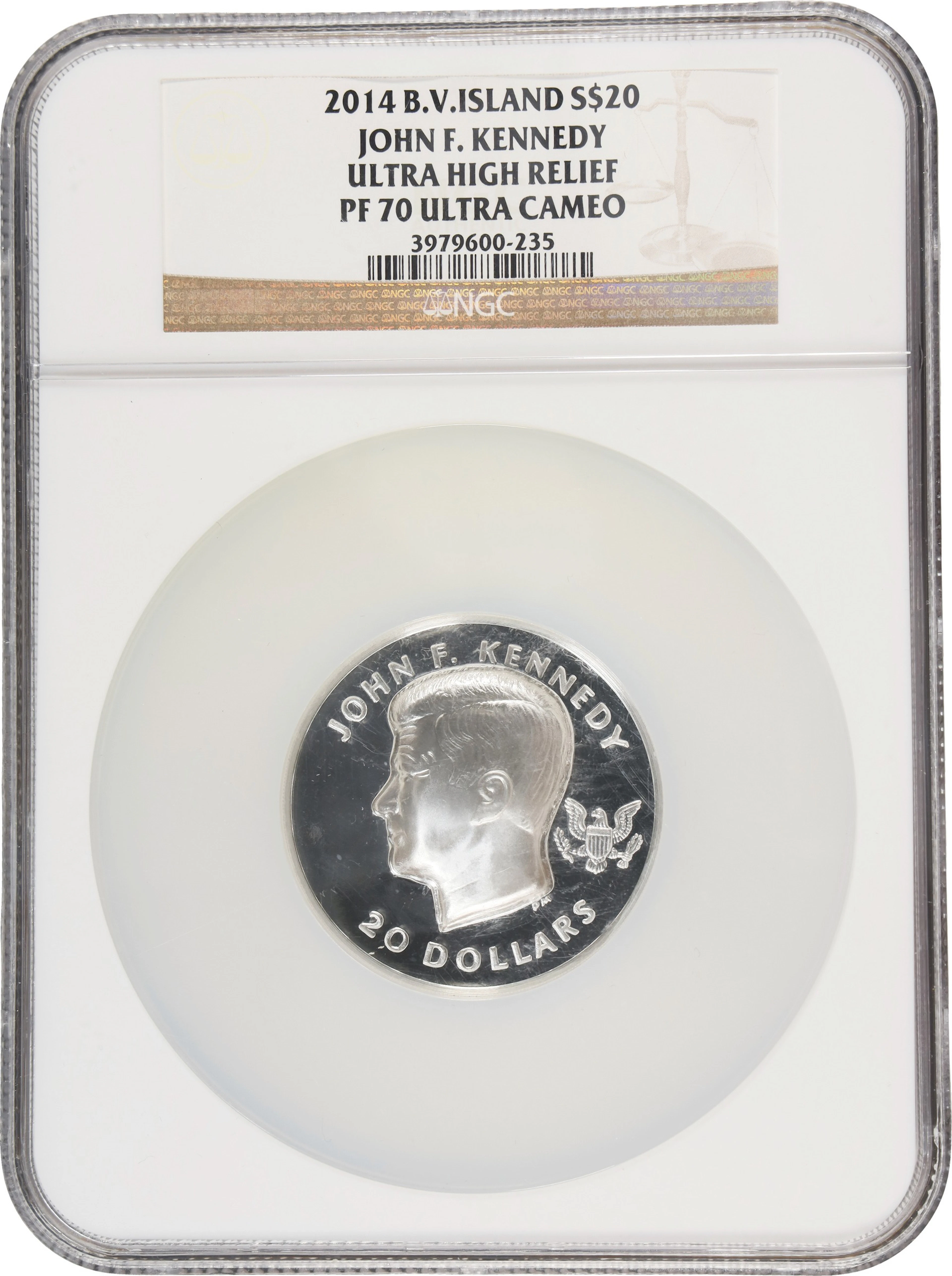 (4 oz, 124.416 g ASW). British Virgin Islands. 2014 John F. Kennedy