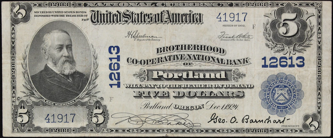 Portland, Oregon. $5 1902 Plain Back. Fr. 609. Brotherhood Co-operative