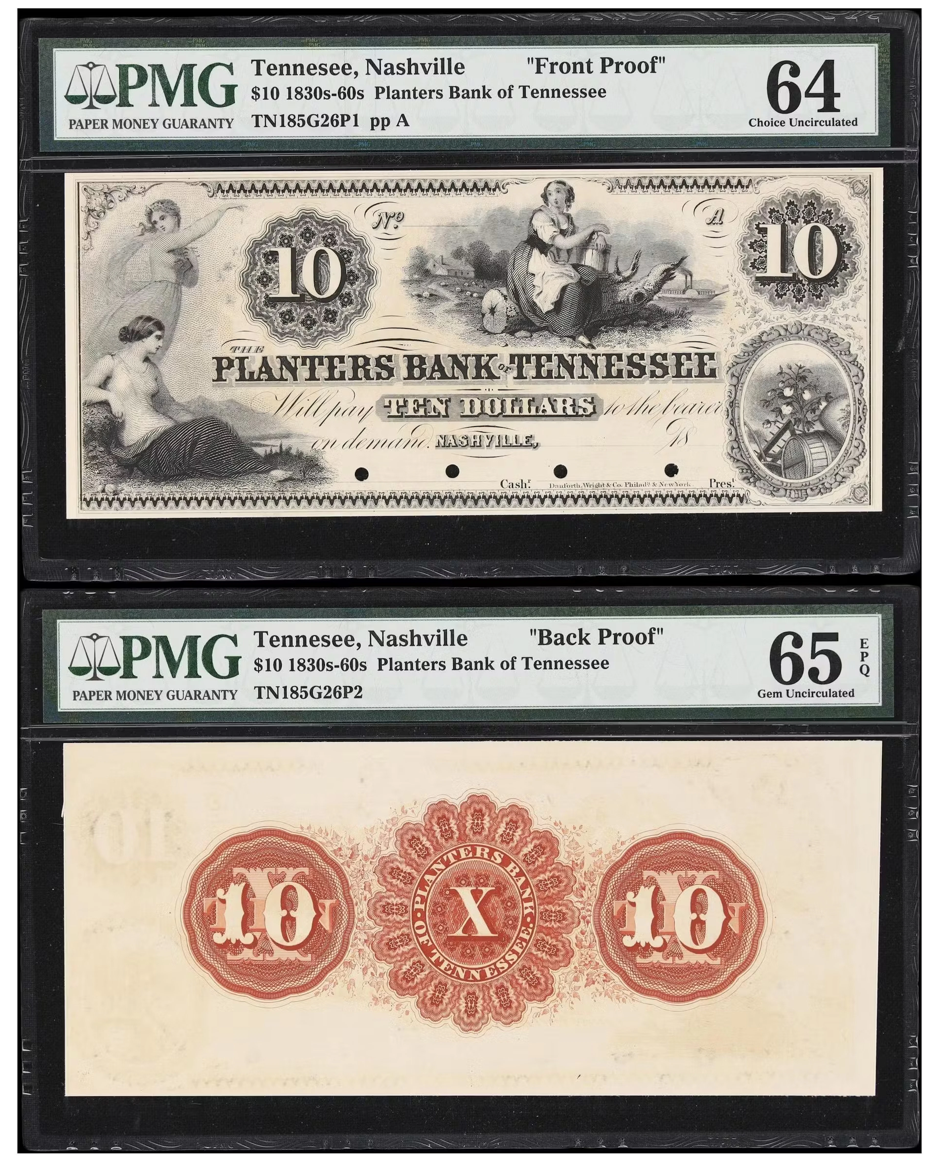 Lot of (2) Nashville, Tennessee. Planters Bank of Tennessee. 18xx