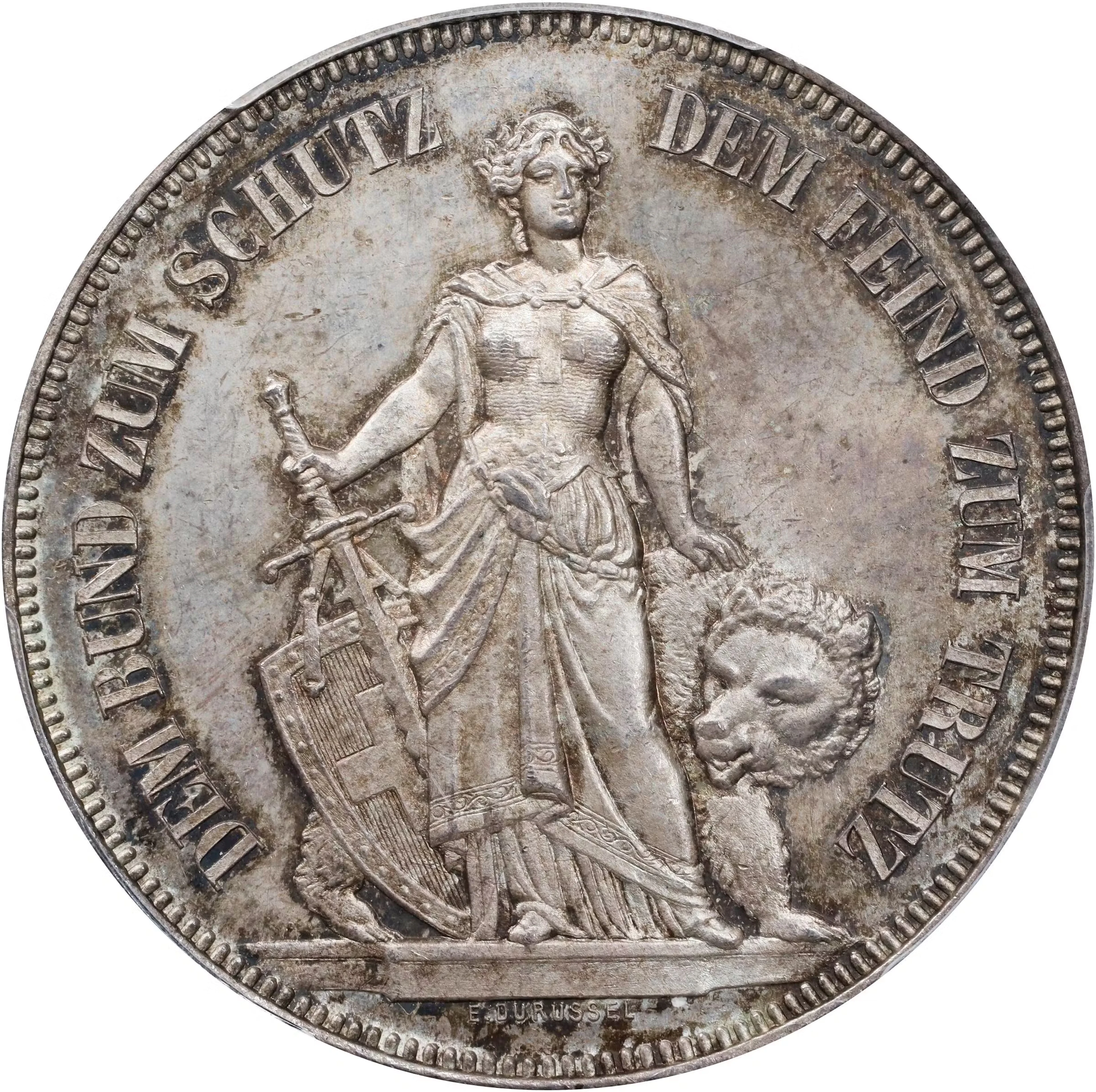 SWITZERLAND. Bern Shooting Festival 5 Francs, 1885. Bern Mint. PCGS MS-65.