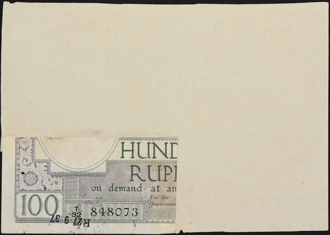BURMA. Government of India - Burma. 100 Rupees, ND (1937). P-3. Partial Piece.