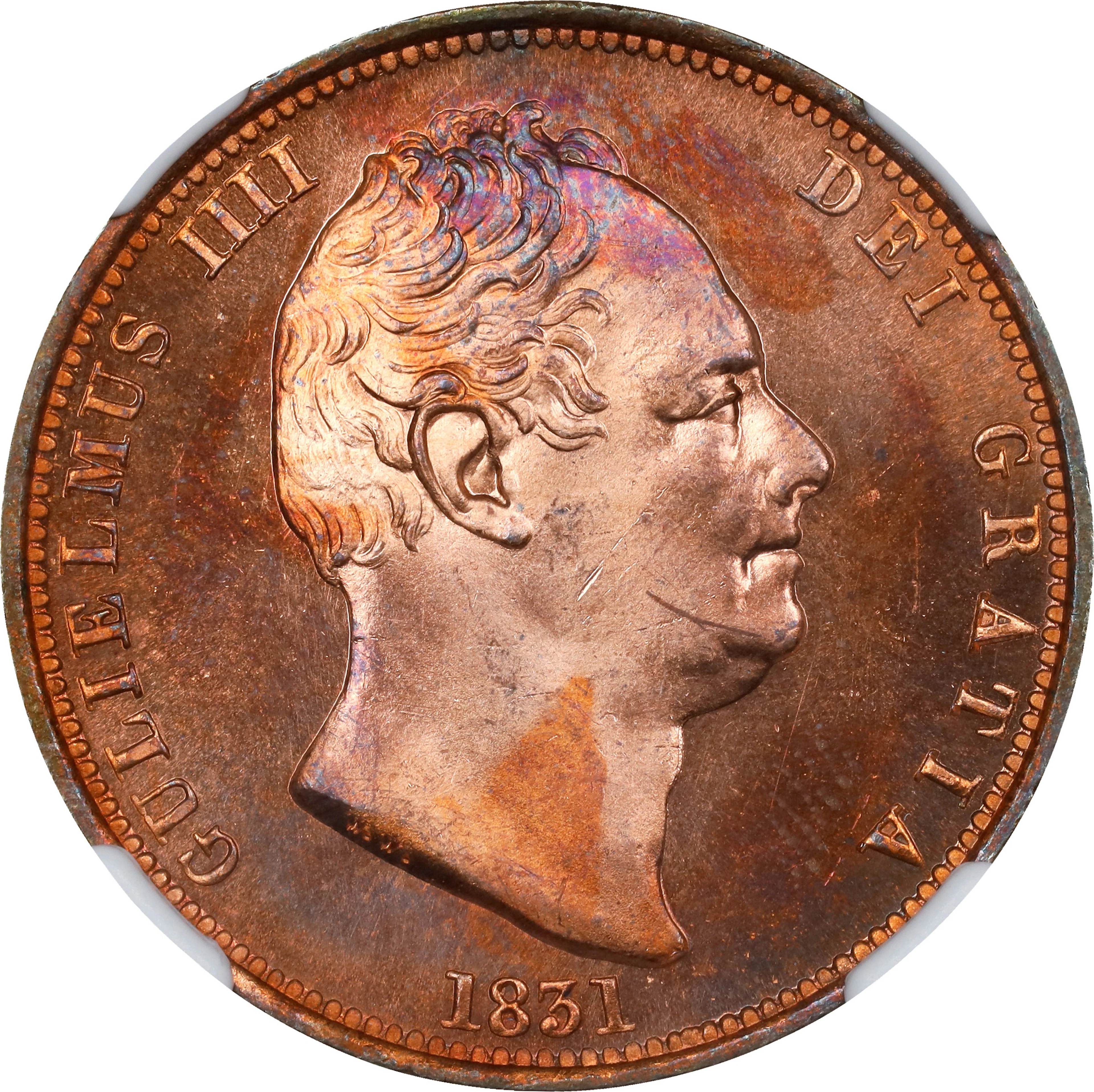 GREAT BRITAIN. 1/2 Penny, 1831. London Mint. William IV. NGC MS-64 Red.