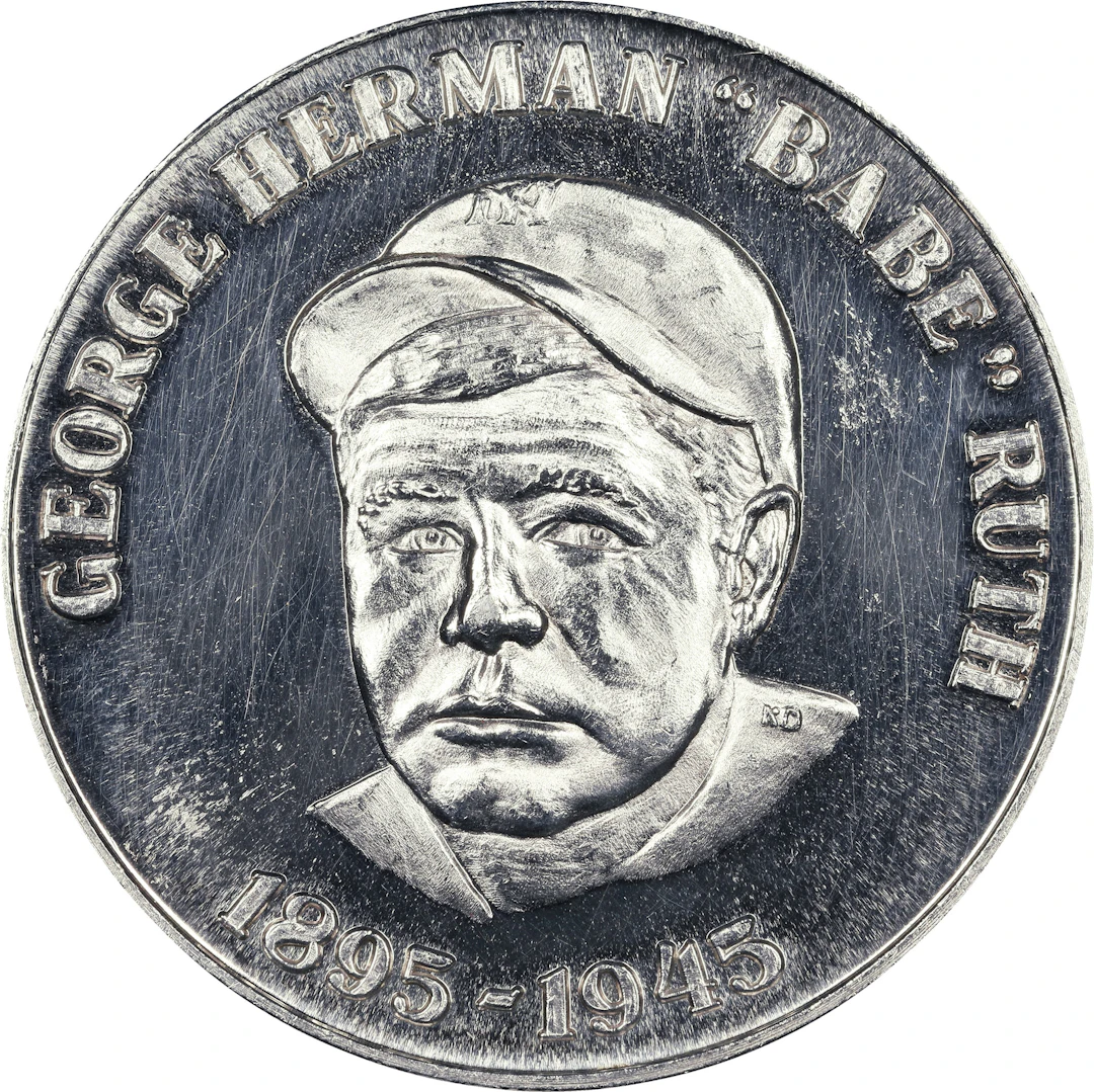 (1 oz, 31.104 g ASW). George Herman "Babe" Ruth 1 oz Silver Round.