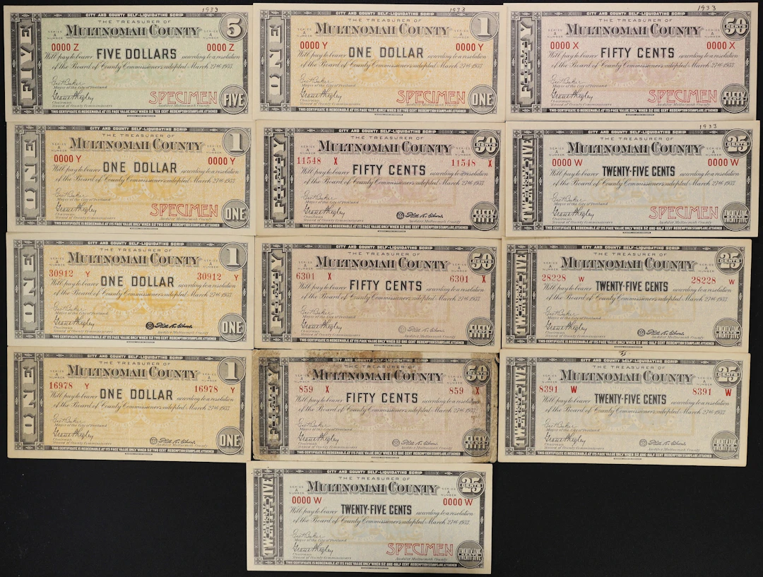 Lot of (13) Portland, Oregon. Treasurer of Multnomah County. 1933