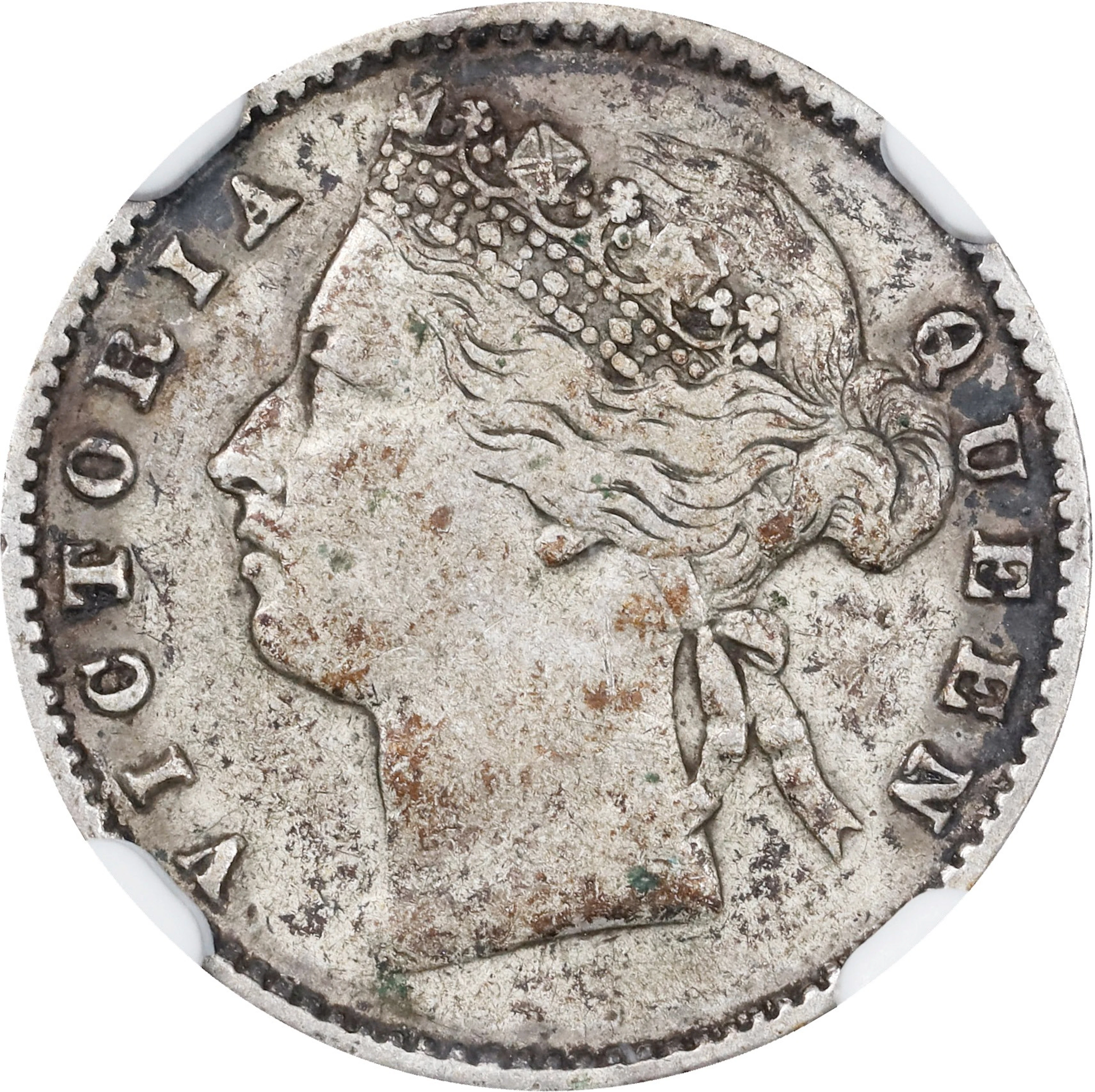 STRAITS SETTLEMENTS. 10 Cents, 1881. London Mint. Victoria. NGC VF-30.