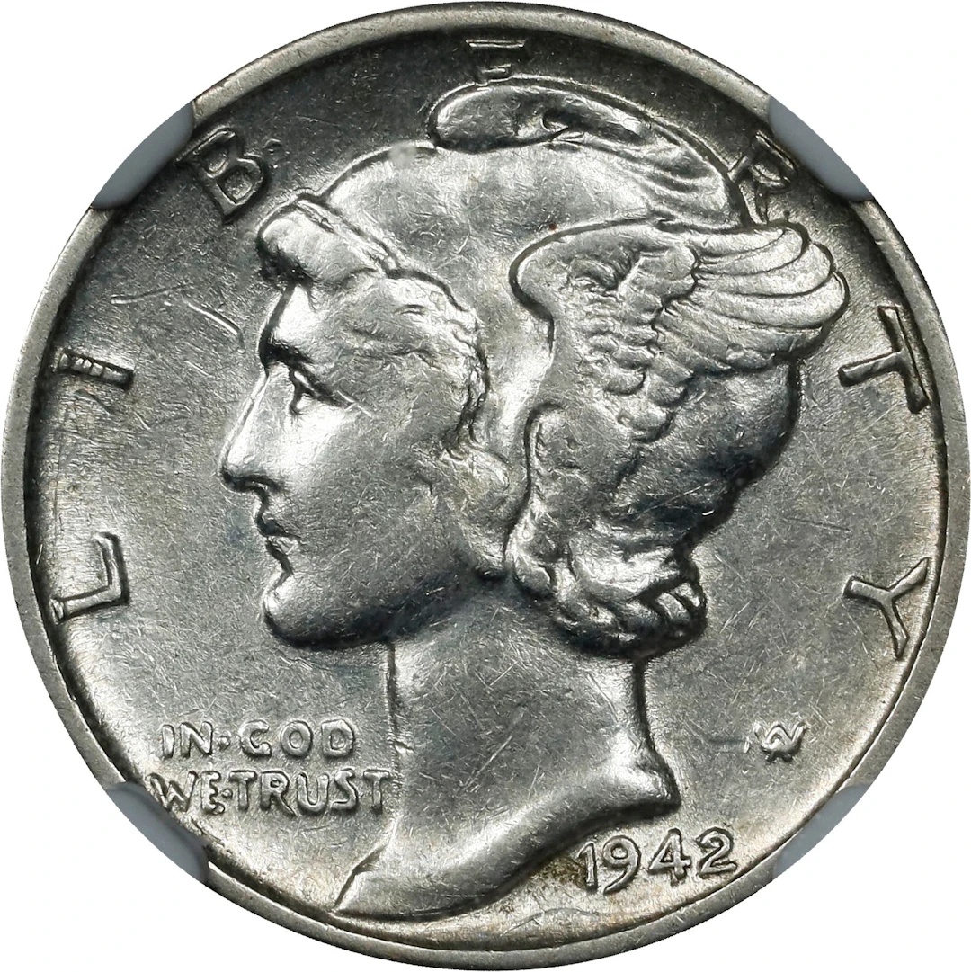 1942/1-D Mercury Dime. FS-101. AU-53 (NGC).