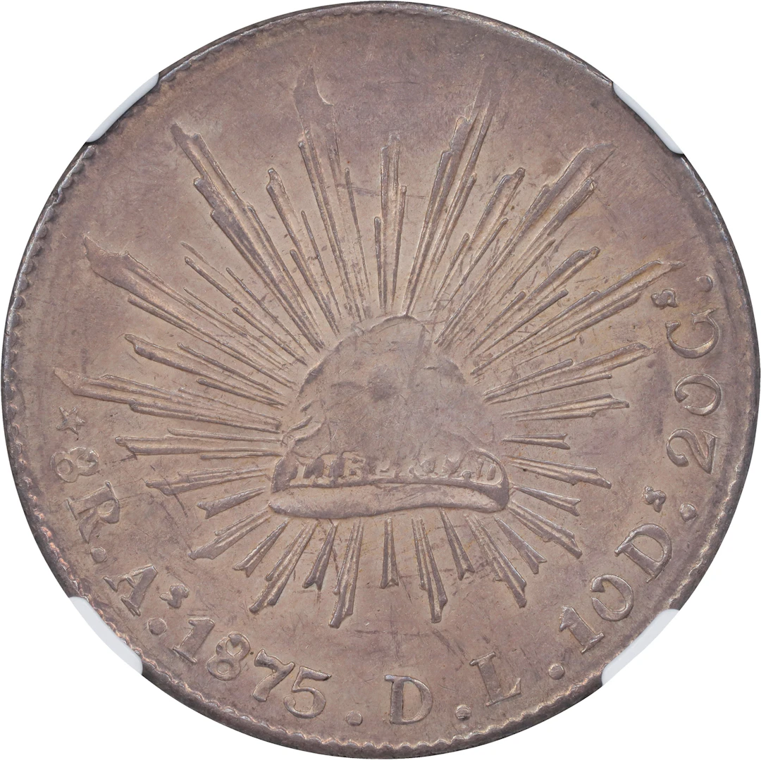 MEXICO. 8 Reales, 1875-As DL. Alamos Mint. NGC MS-61.