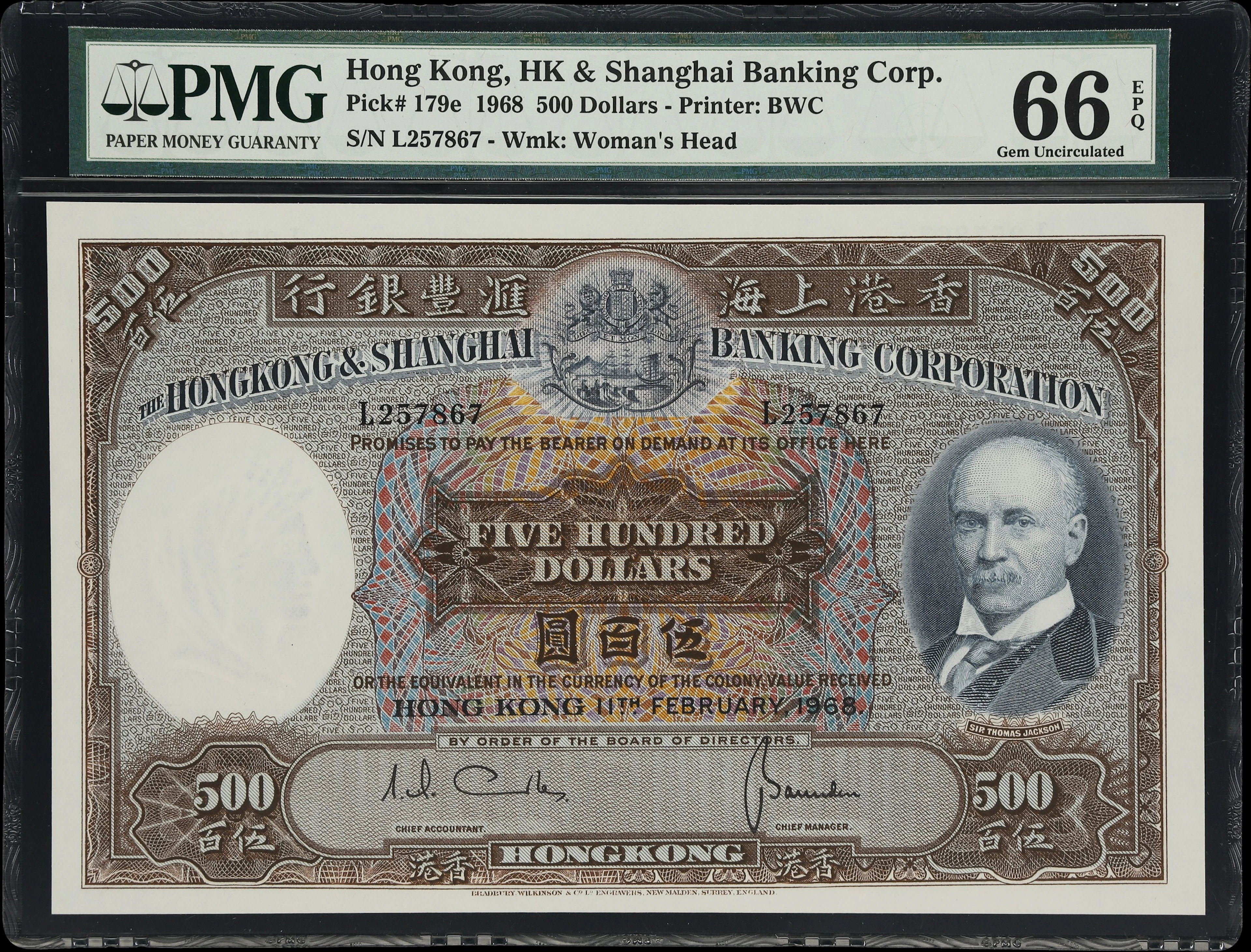 HONG KONG (SAR). Hong Kong & Shanghai Banking Corporation. 500 Dollars